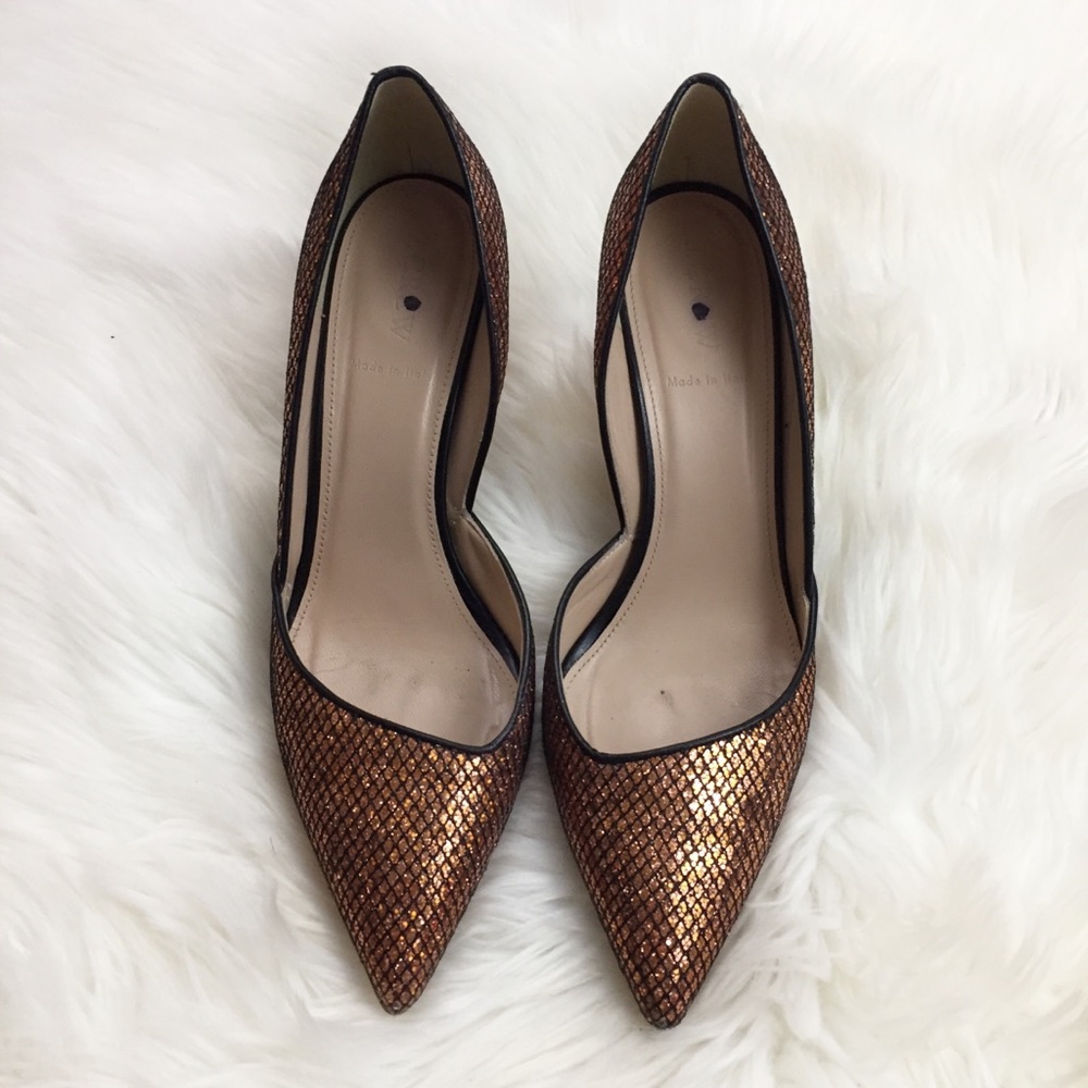 J CREW Metallic Snake Print Pumps Pointed Toe